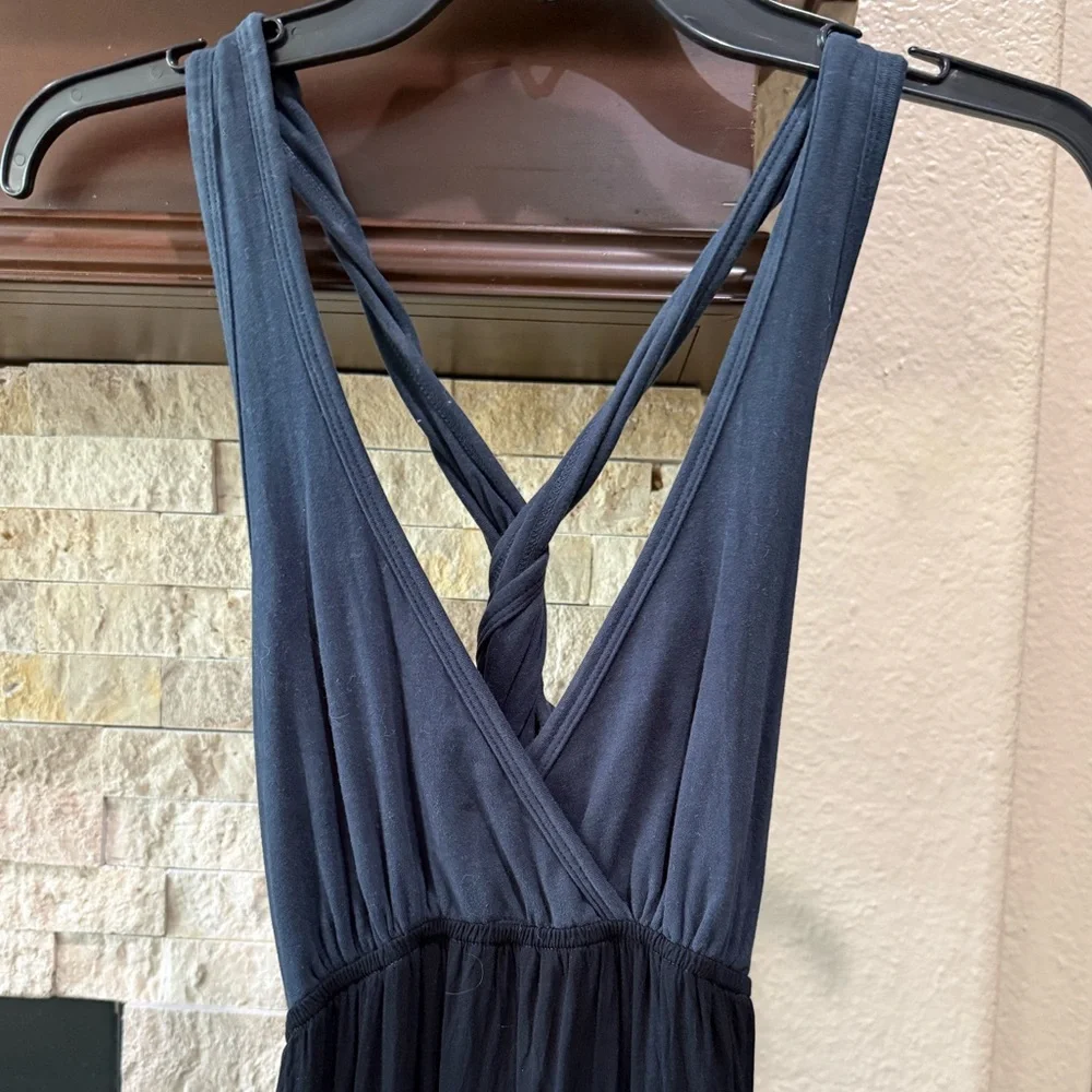 Hardtail Maxi Ombré Cotton-Blend Dress in Navy and White